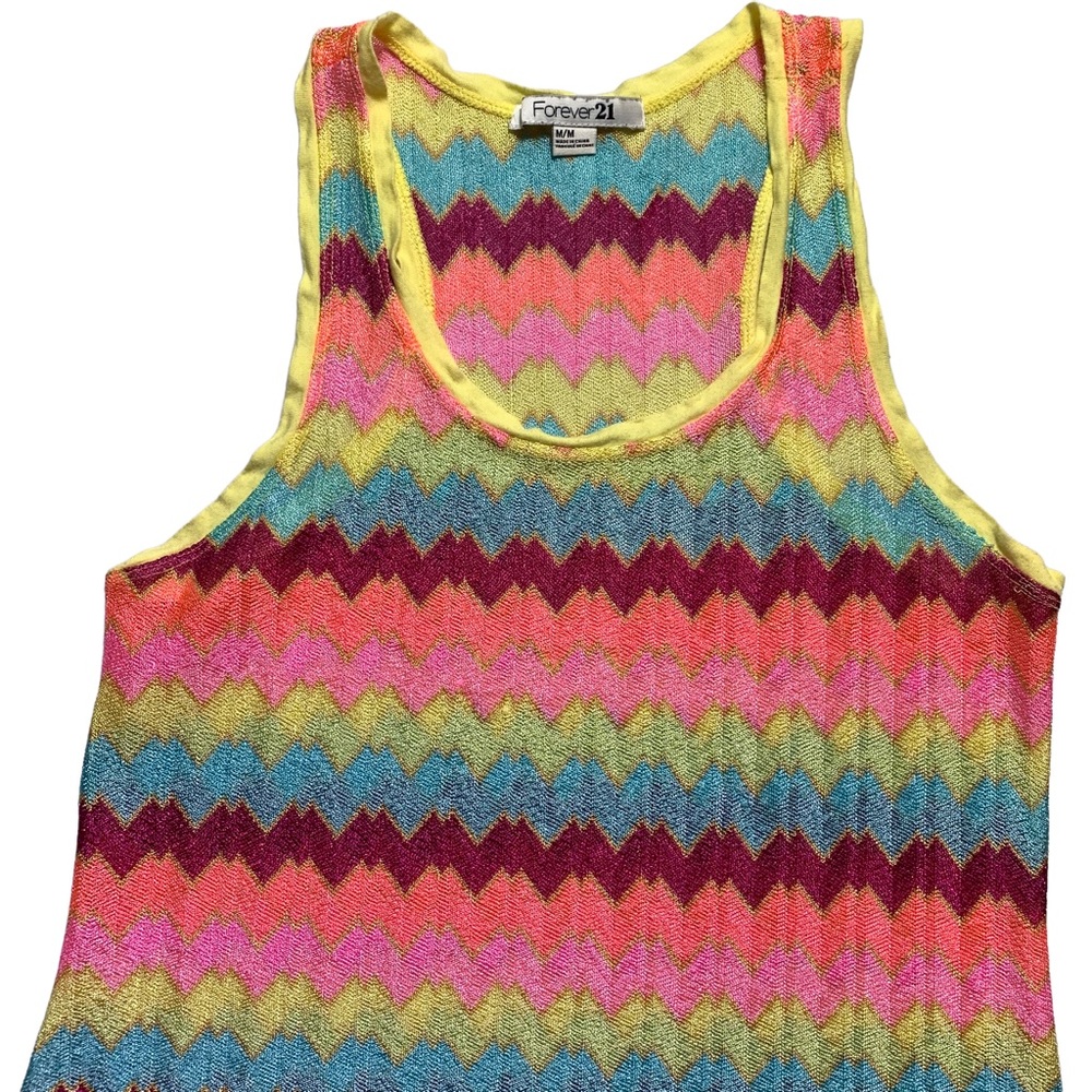Colorful Knit Tank Zigzag Stripe Lightweight Summer Top